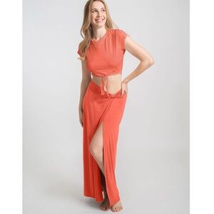 NWOT Laguna Side Knot Maxi Skirt - Koy Resort - Coral Punch L